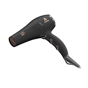 Andis 80750 1875-Watt Tourmaline Ceramic Ionic Salon Hair Dryer with Diffuser, Fast Dry Low Noise Blow Dryer, Travel Hairdryer for Normal Curly Hair, Soft Grip, Black