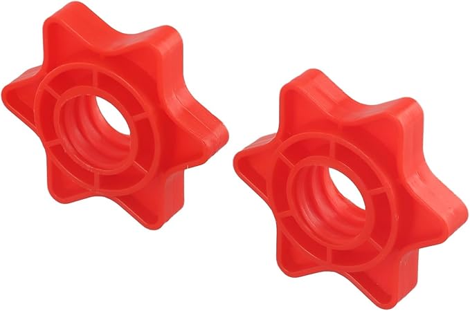Pack Of 2 Dumbbell Collars Hex Nut Anti-Slip Collars Weight Check Nut Barbell Bar Clips For 1 Inch Standard Weight Lifting Barbells(Red)