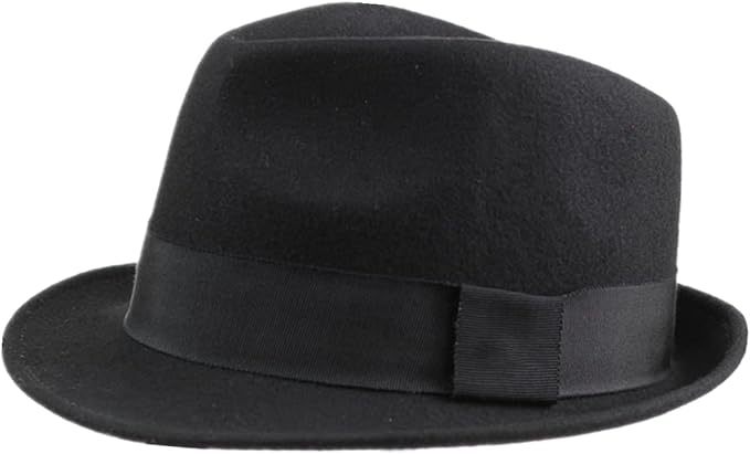 Home Prefer Men's Wool Felt Winter Hat Short Brim Fedora Hat