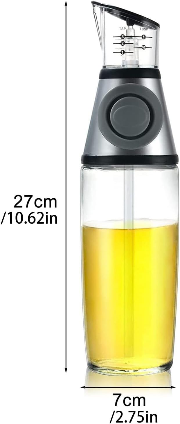 BILIKEYU Oil Dispenser Glass Bottles Olive Oil Dispenser Bottle For Kitchen Olive Oil Vinegar And Container Easy Pump Kitchen Tools For Cooking Home Decor (Grey, One Size)