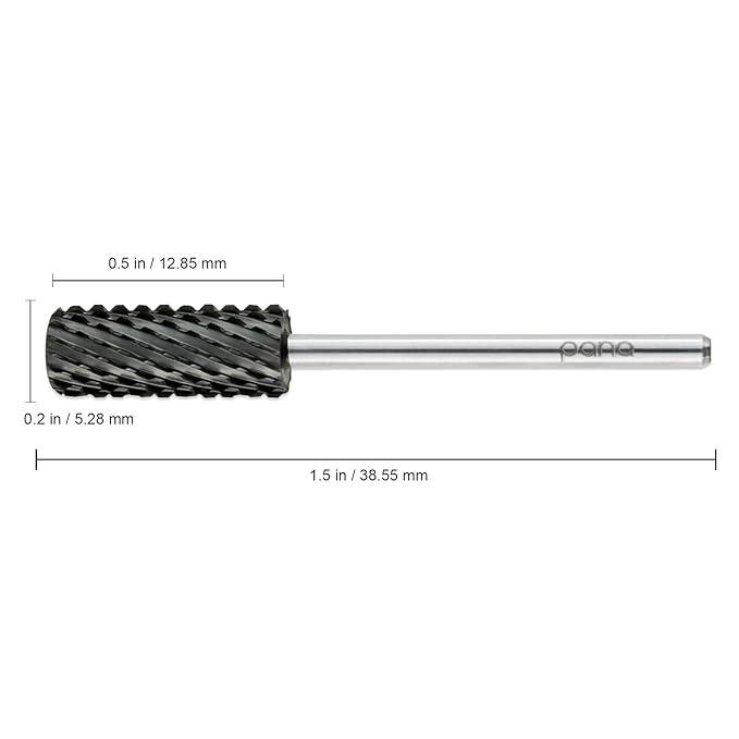 USA PANA Professional 332" Shank Size - Crystal Top Small or Large Barrel Carbide Bit - Nail Drill Bit for Dremel Machine - (Small Barrel, 2X Coarse Grit, Black)