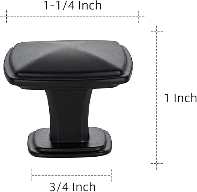 Ravinte 15 Pack Matte Black Kitchen Cabinet Square Knob Single Hole Cabinet Hardware for Dresser Drawer Pulls and Knobs