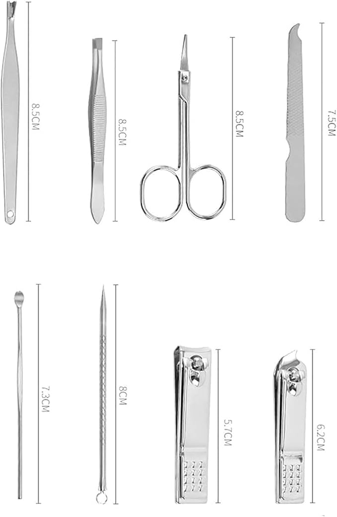 Manicure Set, 8pcs Nail Clippers Kit, Stainless Steel Manicure Kit, Nail Clipping Tools Portable Travel Grooming Kit, The Best Gift with Luxurious Case (A)