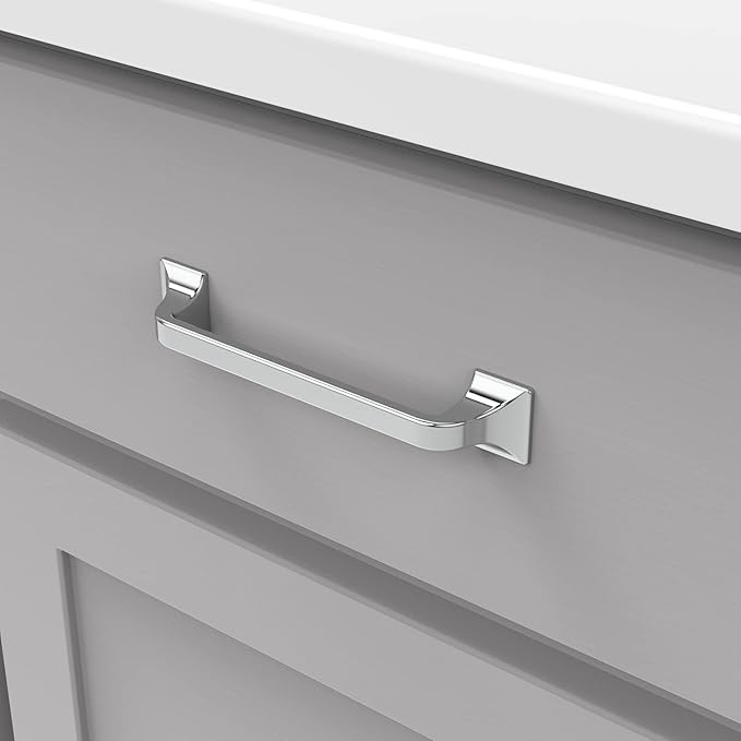 Hickory Hardware 1 Pack Solid Core Kitchen Cabinet Pulls, Luxury Cabinet Handles, Hardware for Doors & Dresser Drawers, 5-1/16 Inch (128mm) Hole Center, Chrome, Forge Collection