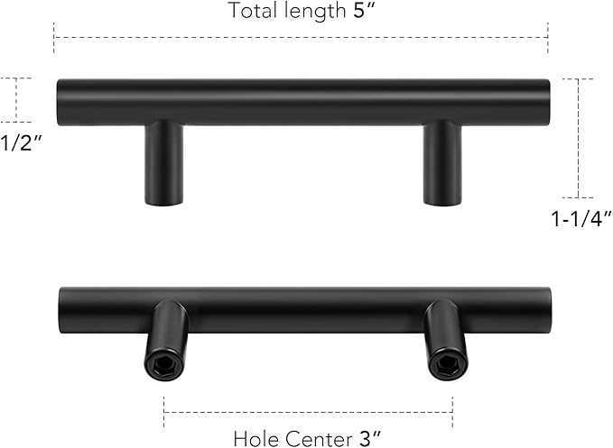 Home Expert 5 Inch Cabinet Pulls Black Cabinet Handles Kitchen Cabinet Hardware 3 Inch Hole Center 10 Pack