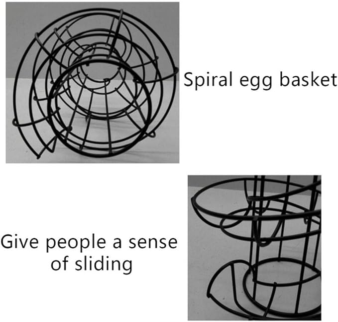 Modern Iron Spiral Egg Storage Roller Rack Keeper Space Saver 24 Eggs, Black, 18x30.5cm