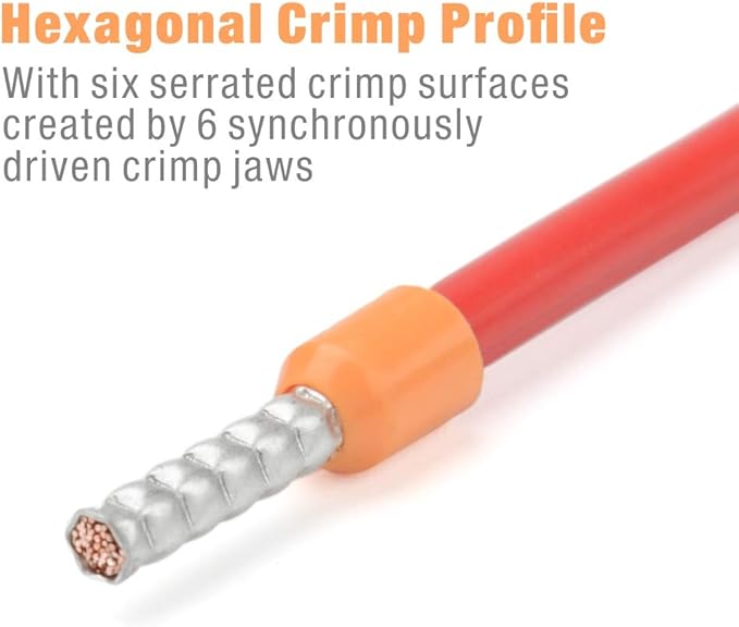 iCrimp Wire Ferrule Crimping Tool, Hexagonal Crimp Profile, Self-adjusting Wire End-sleeves Crimper for AWG23-10 Insulated Terminal Non-insulated Ferrule