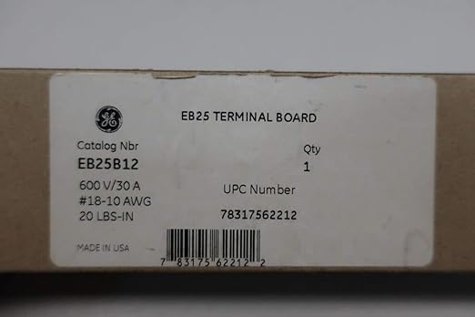 General Electric GE EB25B12 Terminal Board 600V-AC 18-10AWG