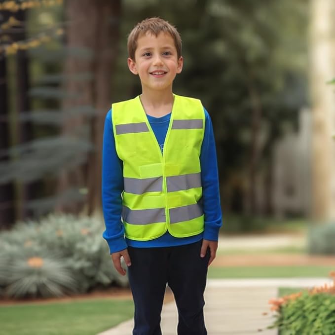 Hi Vis Kids Safety Vest Lightweight,Adjustable Comfy Toddler Safety Vest,Reflective Vest Kids,toddler construction vest for Cycling Running XSY1