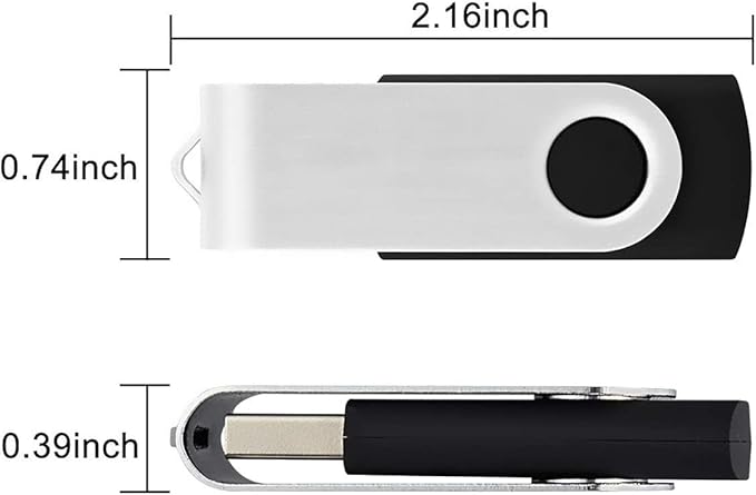 2 Pack 16GB USB Flash Drive,Black