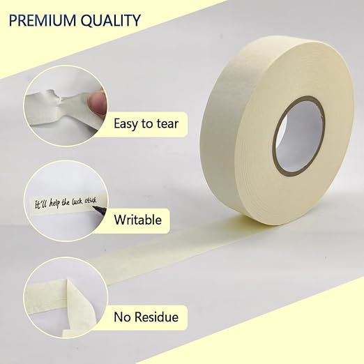 NETEHA 3 Rolls Painters Tape Masking Tape 1 Inch x 55 Yard, No Residue Adhesive Tape for Wall Painting, Decoration Labeling and DIY Crafts (Beige White)