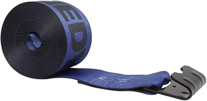 Mytee Products Kinedyne Winch Straps 4" x 30' Blue Heavy Duty Tie Down wFlat Hooks WLL 5400 lbs 4 Inch Cargo Control for Flatbed Truck Utility Trailer (1 Pack)