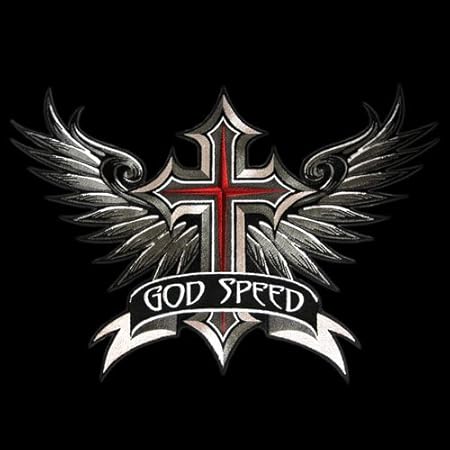 VEGASBEE Godspeed Winged Cross Patch Wings Christian Embroidered Iron-On Patch Emblem Large Size 12" by 8.5" inches USA