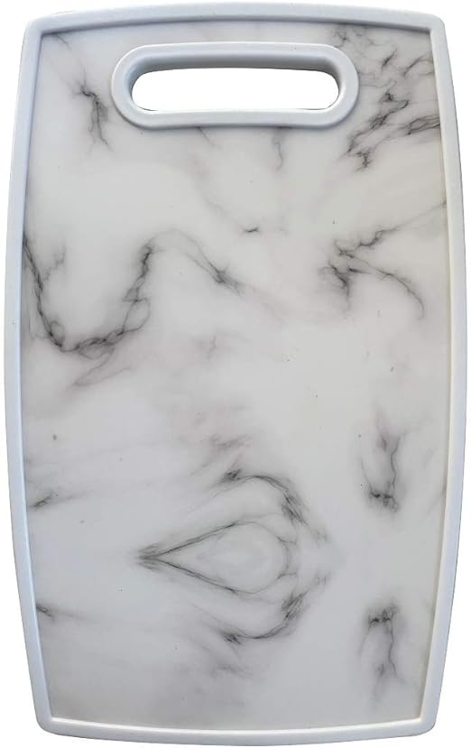 Lily's Home Kitchen Cutting Board (2-Piece Set) with Handles and in Marble Finish. Non-Porous, Dishwasher Safe