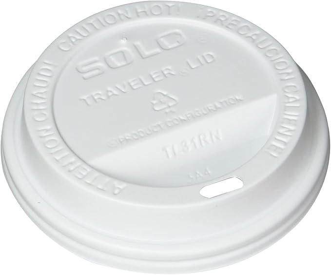 SOLO TLP316-0007 White Traveler Lid for SSP and Bare Paper Hot Cup - 2 Packs of 100 (200 Lids Total)