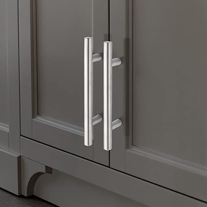 Probrico 5 Pack 5 Inch Cabinet Handles Brushed Nickel, Satinless Steel Cabinet Pulls for Kitchen Cupboard, T Bar Drawer Handles Dresser Pulls, 3 Inch Hole Centers, 5 Inch Length