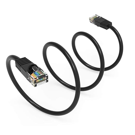 Cat5e Ethernet Patch Cable 5ft Black with Gold Plated RJ45 Connectors Ai 350 MHz High Performance Patch Cord Ai 4 UTP 24 AWG Stranded Copper Pure Conductors with PVC Jacket