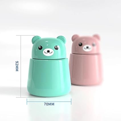 Pill Grinder, Portable Bear Pill Crusher Pill Pulverizer for Vitamins, Cute Animal Medicine Tablet Grinder Container Storage Box (Green)