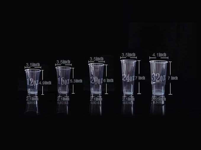 Tankon,100 Sets - 32 oz. Disposable Clear Plastic Cups With Lids and PLA Boba Straws 32oz.