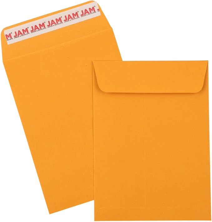 JAM PAPER 5 12 x 7 12 Open End Catalog Envelopes with Peel and Seal Closure - Brown Kraft Manila - 50Pack