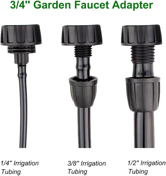12 Inch Drip Irrigation Tubing Faucet Adapter 3 Pack, 34" to 12" Irrigation Hose Adapter, 34 Inch Faucet Connector Garden Hose Adapter