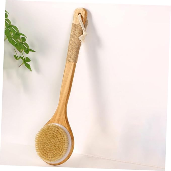 Body Exfoliation Brush Shower Brush Long Handle Back Scrubber Wooden Handle Gentle for Skin Easy to Store