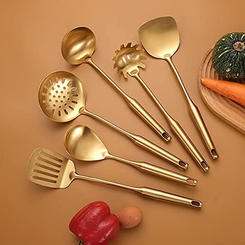 Rice Paddle, 304 Stainless Steel Rice Spoon, Gold Rice Serving spoon Metal Rice Scooper, Non-Stick Rice Spatula, Matte Finish
