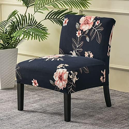 Velvet Armless Accent Chair Covers Black Extra Large Stretch Accent Slipper Chair Slipcover Non-Slip Sofa Covers Removable Chair Furniture Protecto Cover for Living Room Hotel