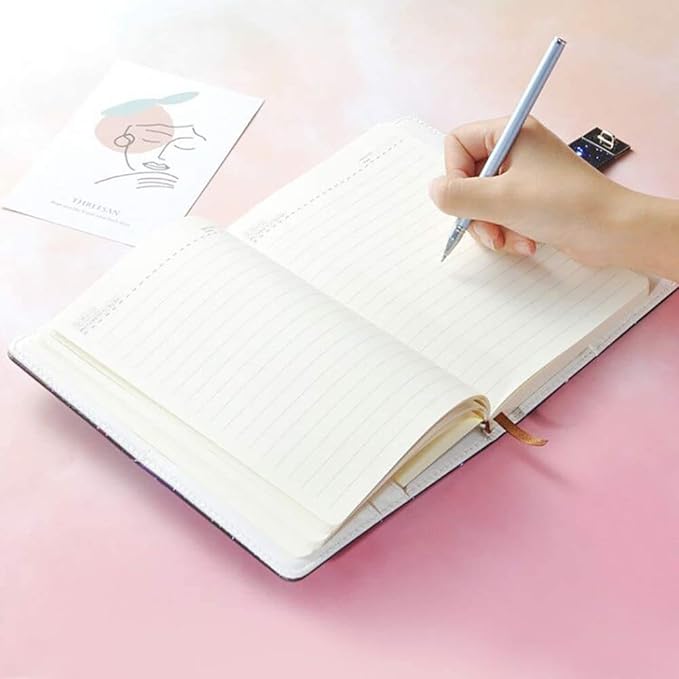 A5 PU Leather Diary with Lock Digital Password Notebook Locking Journal Writing Notebook with a Pen for Women and Girls Heart Shaped Stationery,Purple