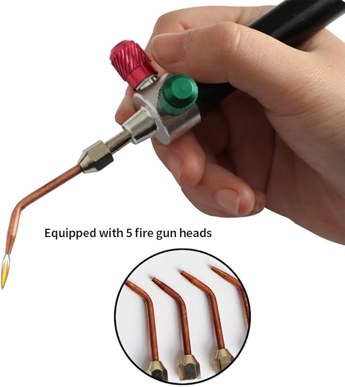 Mini Oxygen Torch Kit, Micro Oxygen AcetyleneButane Gas Welding Torch with 5pc Tips for Jewelry Repair