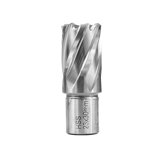 Shank HSS Annular Drill Bit 12-42x30mm TiN Coated Hollow Drill Bit for Metal Cutting Weldon Shank Core Drill Bit (23x30mm)