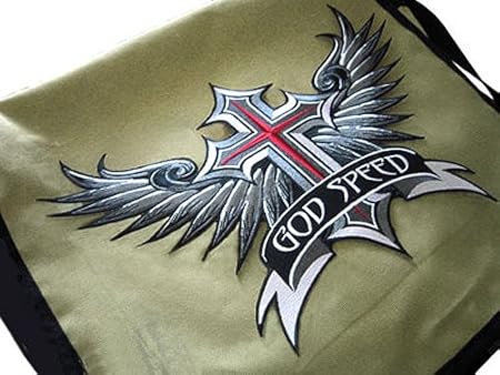 VEGASBEE Godspeed Winged Cross Patch Wings Christian Embroidered Iron-On Patch Emblem Large Size 12" by 8.5" inches USA