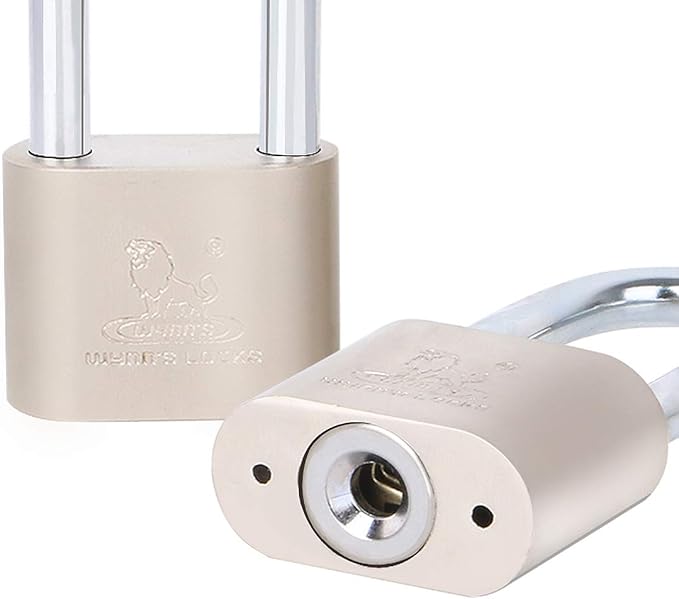 Locks with Keys 2 Pack, Katfort 1-9/16-inch(40mm) Padlock with 4 Multiple Keys, Long Shackle Padlock for Indoor Outdoor
