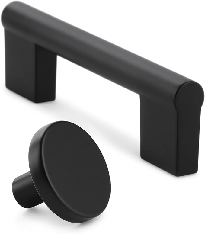 Amerock Cabinet Knob Matte Black 1-38 inch (35 mm) Diameter Versa 1 Pack Drawer Knob Cabinet Hardware
