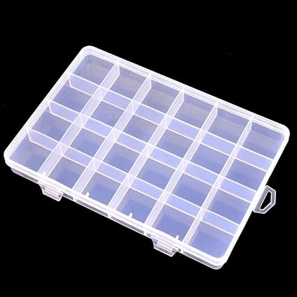 Plastic 24 Slots Adjustable Jewelry Storage Box Case Craft Organizer Beads(42), Nice Design