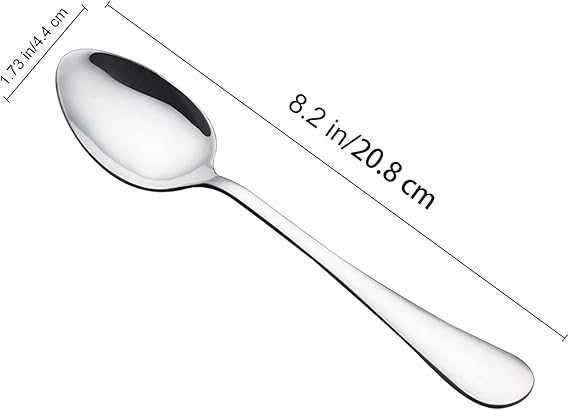 VANRA 6-Piece Dinner Spoons Set Soup Spoons Heavy Duty Stainless Steel Silver Cutlery Set 8 inches (6 spoons)