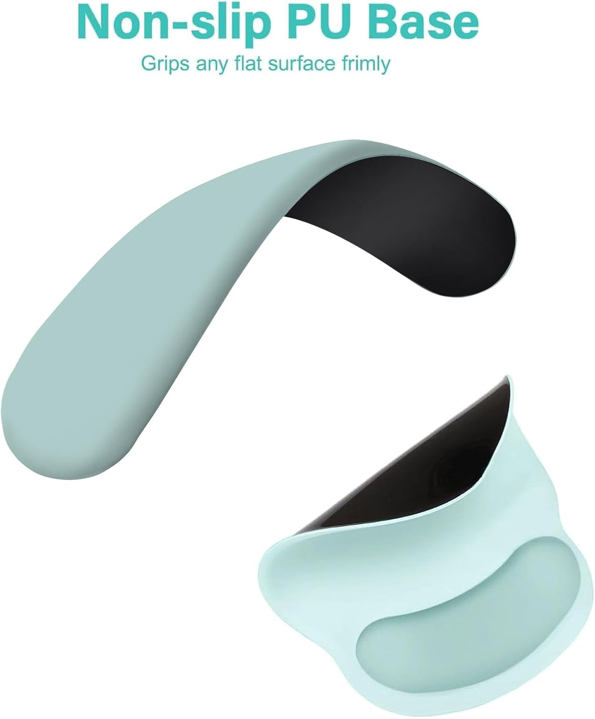 MOSISO Wrist Rest Support for Mouse Pad&Keyboard Set, Circle Curved Ergonomic Mousepad Non-Slip Base Home/Office Pain Relief&Easy Typing Pad with Soft Cloth&Silicone Lining, Aquamarine
