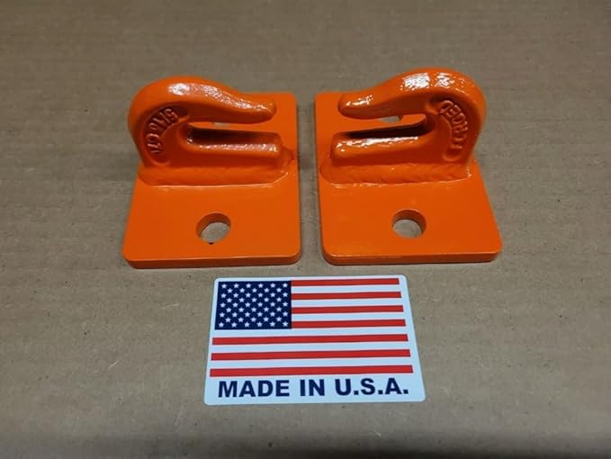 516" Heavy Duty Steel Bolt On Grab Hooks for Loader Tractor Bucket - Pack of (2) - Orange