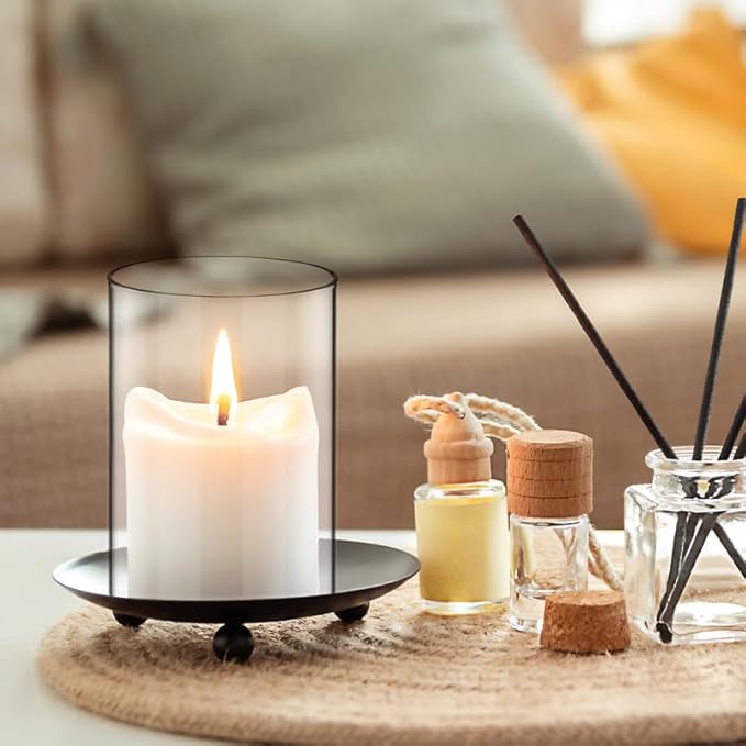 3pcs Glass Candle Lampshade Candles Vases Light Covers Taper Candle Clear Candle Holder Candle Stick Holder Hurricane Pillar Candle Holder Glass Cylinder Sleeve Transparent