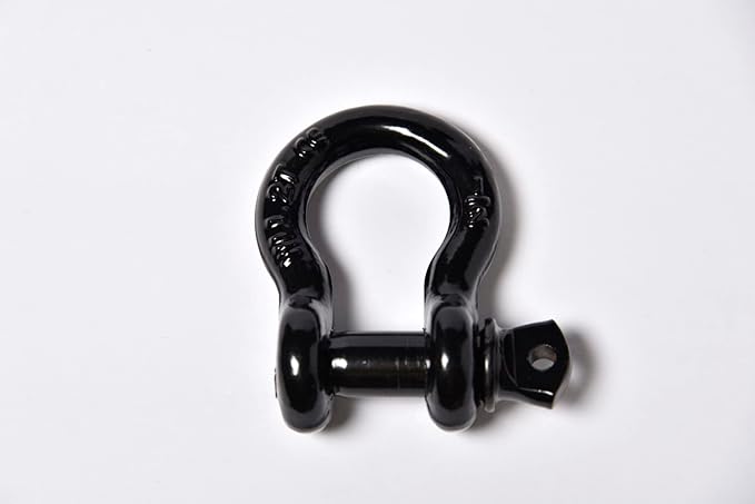 2-Pack 12-Inch Black Bow Shackles, D-Ring, Heavy-Duty, 10 Ton, 22,000 Pounds, Breaking Strength, 2 Ton WLL, 4400 Pounds with 58 Pin Screw