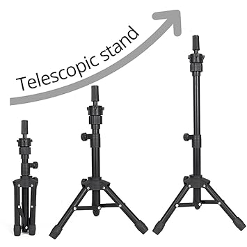 MINI Wig Stand Tripod, 25 Inch Adjustable Mannequin Head Stand, Wig Head Stand for Training Heads And Canvas Block Head (Mannequin Head Not Included)