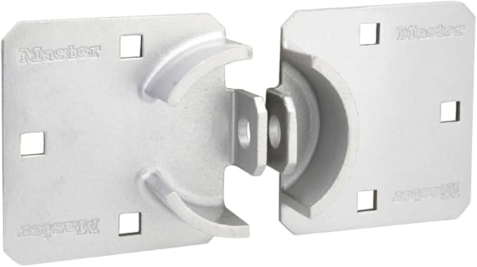 Master Lock Chrome Hasp Lock, Heavy Duty Hidden Shackle Lock and Hasp, Solid Steel Lock for Trucks, Trailers, or Vans, 9 Inches Wide, 770