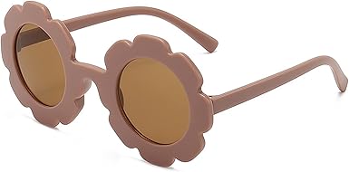 Round flower Sunglasses for Kids Girl Boys Matte Coloful Sunflower Shades Outdoors UV400 Protection Eyewear