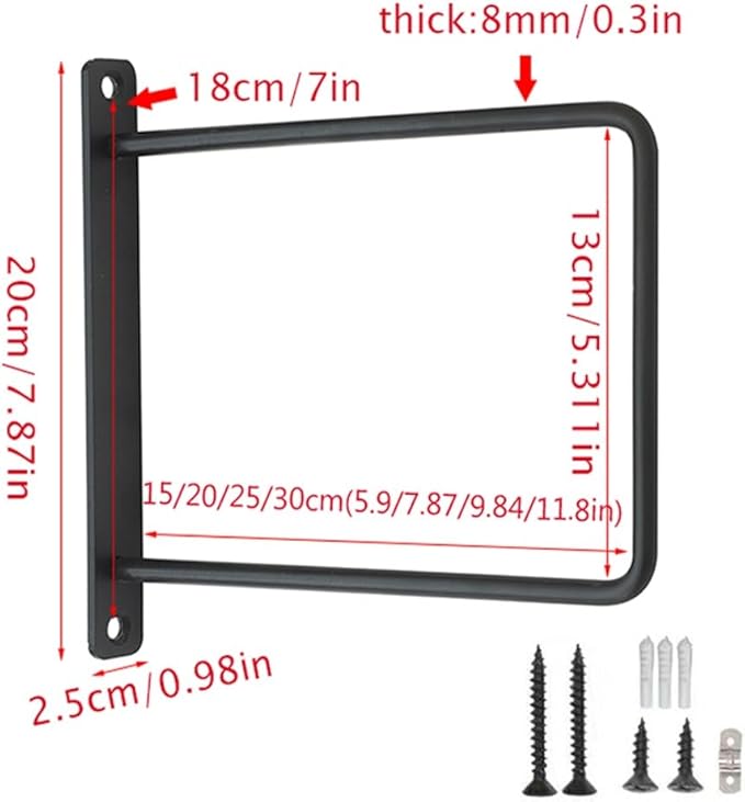 Heavy Duty Shelf Brackes,Metal Shelve Bracket for Wall,8mm Floating Shelf Brackets for Indoor Or Outdoor Shelving(Gray,15cm5.9in)(Black,15cm5.9in)