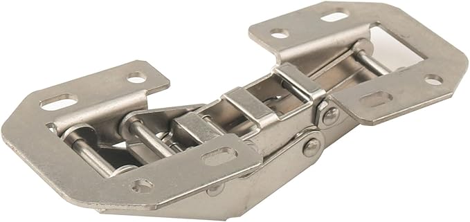 2PCS Medium Frameless Cabinet Door Concealed Hinge Silver Cold Rolled Steel 90 Degree Hinge Surface Mount Hinge for Cabinet and Bookcase