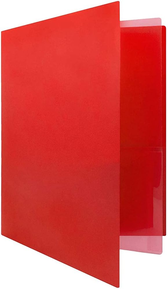JAM PAPER Heavy Duty Plastic Multi Pocket Folders - 4 Pocket Organizer - Red - 2Pack