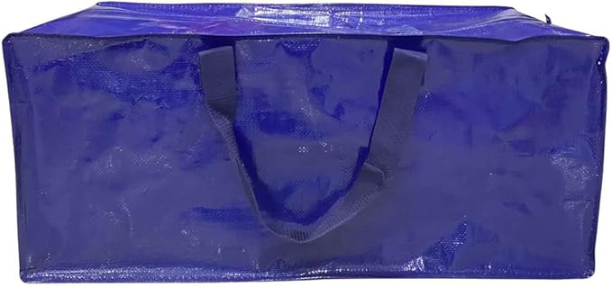 Large Thick Storage Bag,Multi-Purpose PP Woven Moving Bag with Strong Handle Zippers,Space Saving Packing Bags Easy to Clean,29"x13"x15" (Dark Blue)