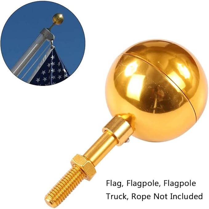 3" Flagpole Ball Topper Alumium Alloy Finial Flagpole Top Replacement for Standard Flag Poles 0.47" Threaded (Sliver)