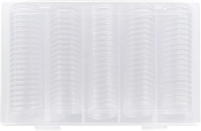 100Pack 25mm Coin Storage Capsules Holder, Round High Transparency Plastic Coin Container Case For Coin Collection Supplies