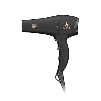 Andis 80750 1875-Watt Tourmaline Ceramic Ionic Salon Hair Dryer with Diffuser, Fast Dry Low Noise Blow Dryer, Travel Hairdryer for Normal Curly Hair, Soft Grip, Black